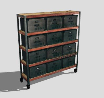 工业风北欧边柜SU模型下载_sketchup草图大师SKP模型