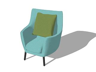 工业风复古沙发单椅SU模型下载_sketchup草图大师SKP模型