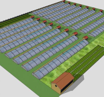 大型蔬菜温室大棚SU模型下载_sketchup草图大师SKP模型
