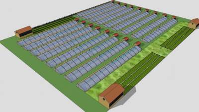 大型蔬菜温室大棚SU模型下载_sketchup草图大师SKP模型