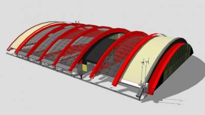 红色蔬菜温室大棚SU模型下载_sketchup草图大师SKP模型