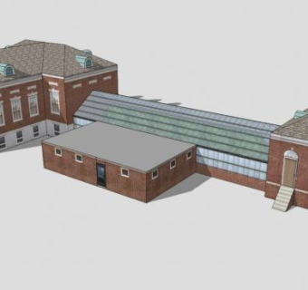 红砖房蔬菜温室大棚SU模型下载_sketchup草图大师SKP模型