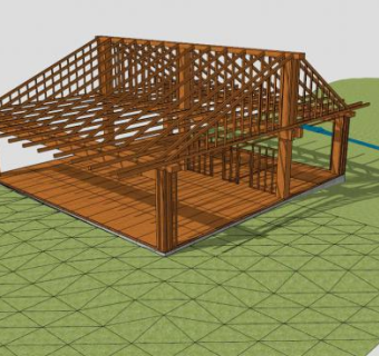 木质蔬菜温室大棚SU模型下载_sketchup草图大师SKP模型