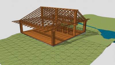 木质蔬菜温室大棚SU模型下载_sketchup草图大师SKP模型