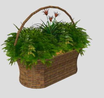 篮子花篮植物盆栽SU模型下载_sketchup草图大师SKP模型