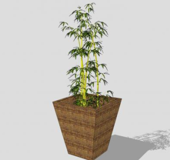 花盆盆栽竹子SU模型下载_sketchup草图大师SKP模型