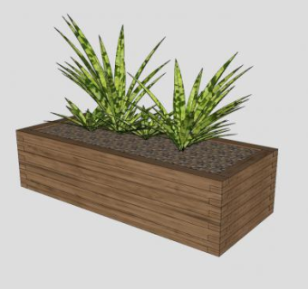木制植物花箱花盆SU模型下载_sketchup草图大师SKP模型