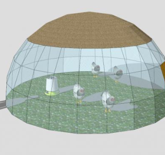 圆形蔬菜植物温室大棚SU模型下载_sketchup草图大师SKP模型