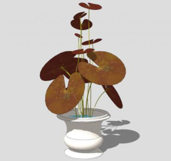 白色花盆盆景植物SU模型下载_sketchup草图大师SKP模型