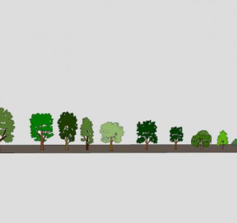 常用的2D植物树小集合SU模型下载_sketchup草图大师SKP模型