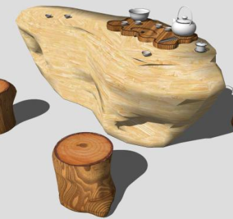 茶艺根雕茶具茶座sketchup模型下载_sketchup草图大师SKP模型