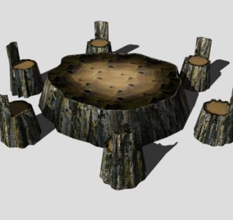 茶艺根雕茶座SU模型下载_sketchup草图大师SKP模型