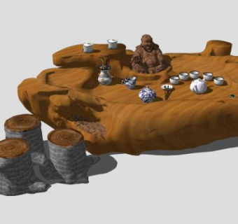 根雕茶艺茶座sketchup模型下载_sketchup草图大师SKP模型