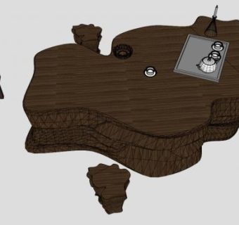 深色茶艺根雕茶具茶座SU模型下载_sketchup草图大师SKP模型