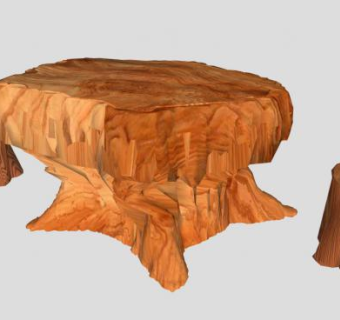 天然茶艺根雕茶座SU模型下载_sketchup草图大师SKP模型