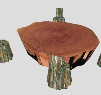 原木茶艺根雕茶座SU模型下载_sketchup草图大师SKP模型