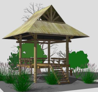 草亭竹亭SU模型下载_sketchup草图大师SKP模型
