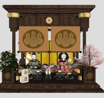 日本女儿节人偶SU模型下载_sketchup草图大师SKP模型