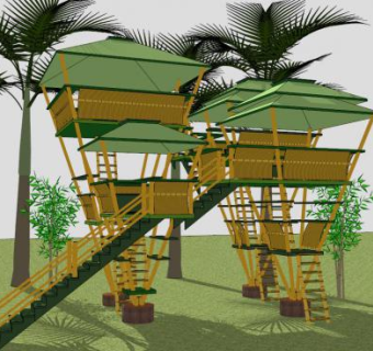 观景台竹屋sketchup模型下载_sketchup草图大师SKP模型