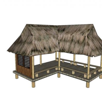 农村茅草亭的SU模型下载_sketchup草图大师SKP模型