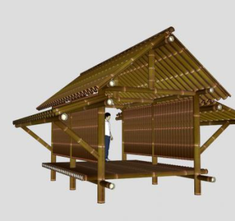 竹子房子SU模型下载_sketchup草图大师SKP模型