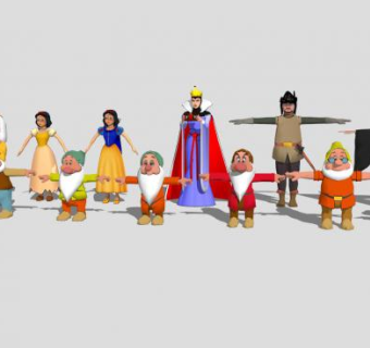 白雪公主和巫婆七个小矮人SU模型下载_sketchup草图大师SKP模型