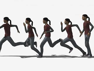 女人跑步运动动作分解SU模型下载_sketchup草图大师SKP模型