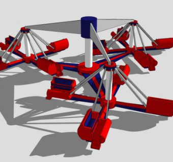 公园转转飞船儿童游乐设施SU模型下载_sketchup草图大师SKP模型