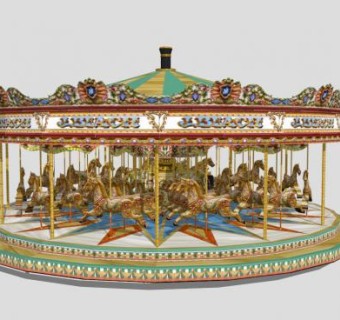 欧式旋转木马儿童游乐设施SU模型下载_sketchup草图大师SKP模型