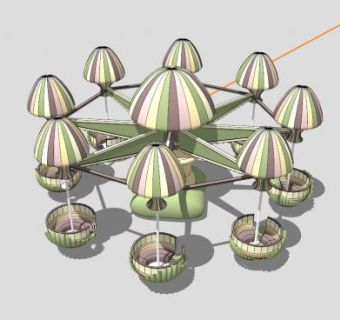 水母旋转木马儿童游乐设施SU模型下载_sketchup草图大师SKP模型