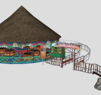 乡村旋转木马儿童游乐设施SU模型下载_sketchup草图大师SKP模型