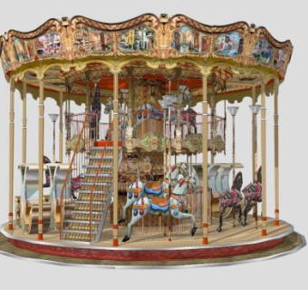 旋转木马儿童设施SU模型下载_sketchup草图大师SKP模型