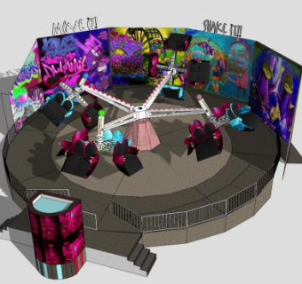 转转飞船游乐设施SU模型下载_sketchup草图大师SKP模型