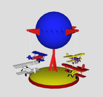 转转飞机儿童游乐设施SU模型下载_sketchup草图大师SKP模型