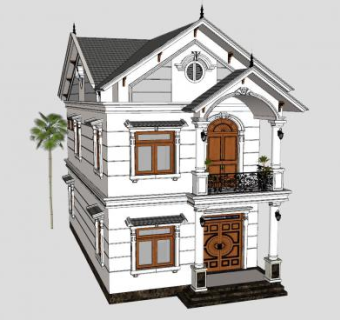 西欧别墅住宅建筑SU模型下载_sketchup草图大师SKP模型