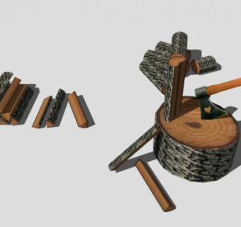 农家乐的劈柴SU模型下载_sketchup草图大师SKP模型