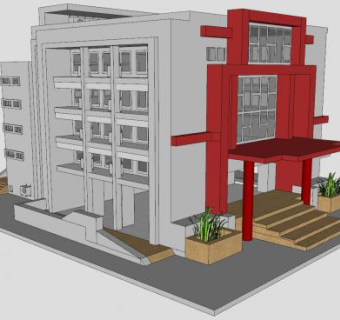 现代小型办公楼建筑sketchup模型下载_sketchup草图大师SKP模型