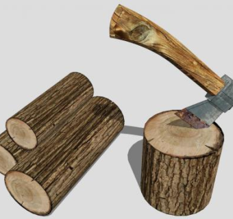 农家乐劈柴SU模型下载_sketchup草图大师SKP模型