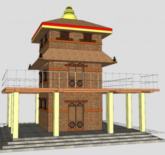 尼泊尔风格寺庙SU模型下载_sketchup草图大师SKP模型