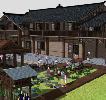 农家乐SU模型下载_sketchup草图大师SKP模型