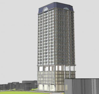 欧式高层住宅楼房sketchup模型下载_sketchup草图大师SKP模型