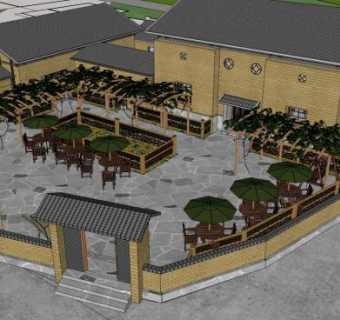 农家乐院子SU模型下载_sketchup草图大师SKP模型