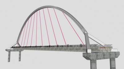 跨海吊桥大桥SU模型下载_sketchup草图大师SKP模型