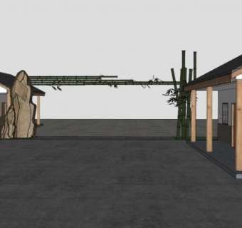 乡村农家乐大门SU模型下载_sketchup草图大师SKP模型