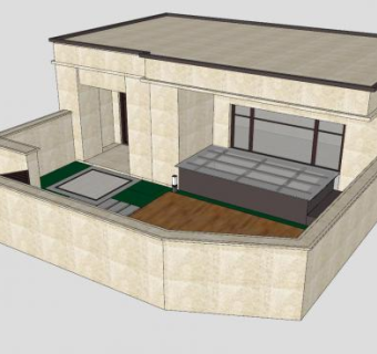 平房别墅住宅建筑SU模型下载_sketchup草图大师SKP模型