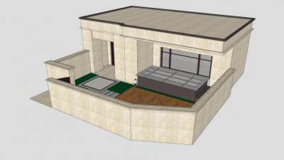 平房别墅住宅建筑SU模型下载_sketchup草图大师SKP模型