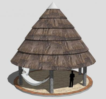 农家乐茅草亭SU模型下载_sketchup草图大师SKP模型