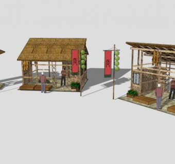 农家乐售卖亭SU模型下载_sketchup草图大师SKP模型