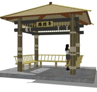 农家乐亭子SU模型下载_sketchup草图大师SKP模型