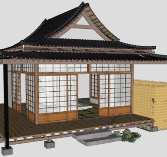 日式庭院古建筑日本住宅SU模型下载_sketchup草图大师SKP模型